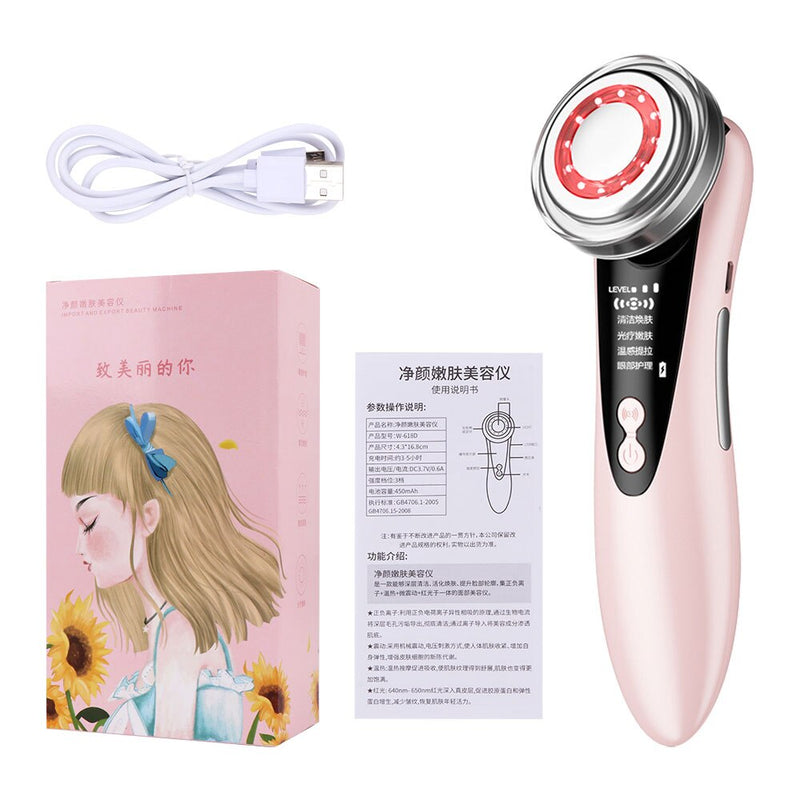 Massageador Facial Luz LED Terapia Sonic Vibração Remoção de Rugas.