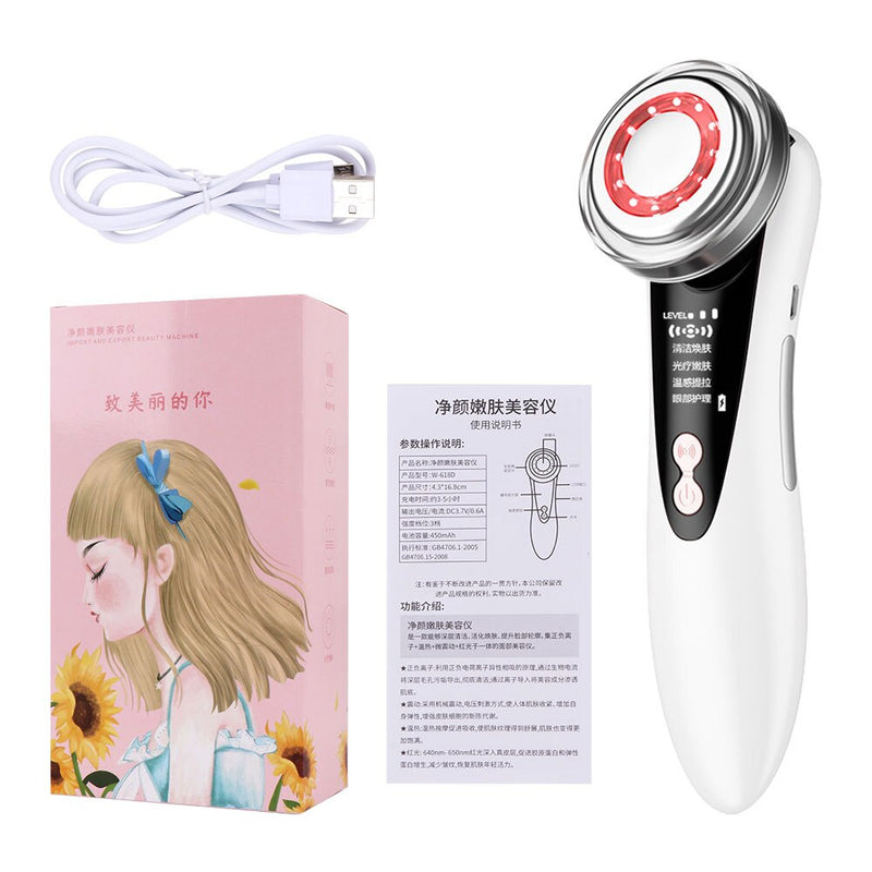 Massageador Facial Luz LED Terapia Sonic Vibração Remoção de Rugas.